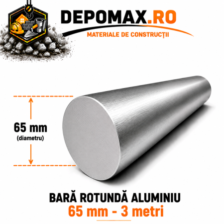 Bara rotunda aluminiu 65 mm, 3 metri, EN AW-6082